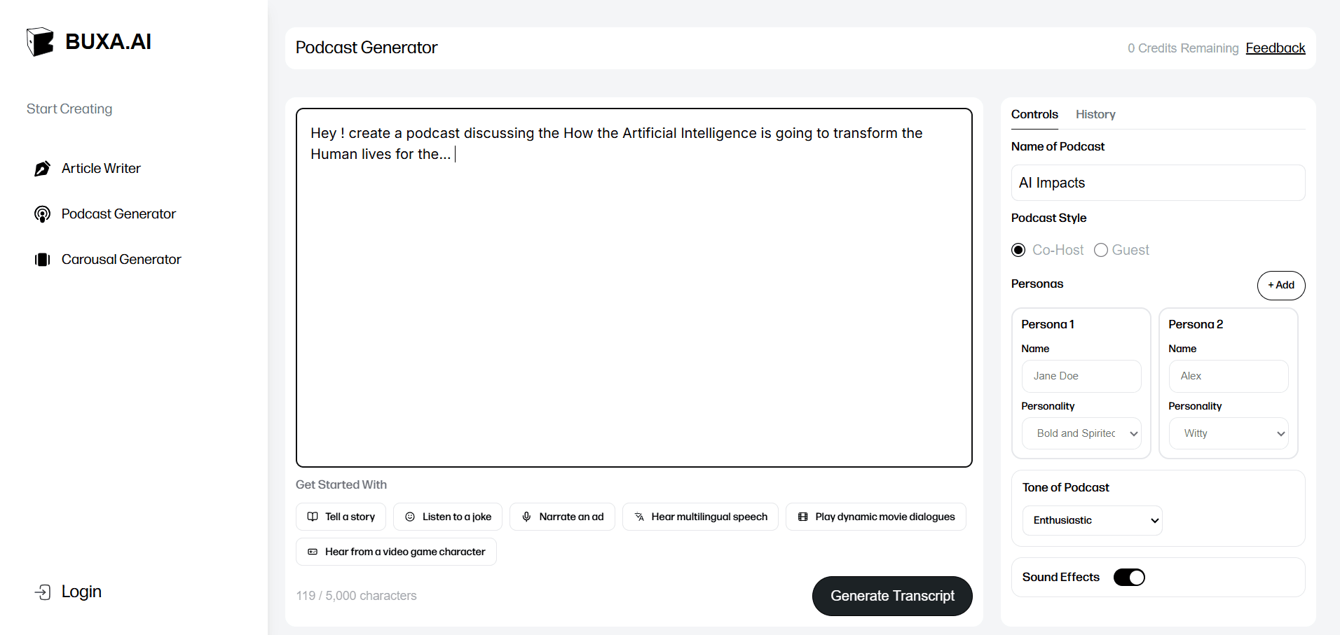 Podcast Generator Interface