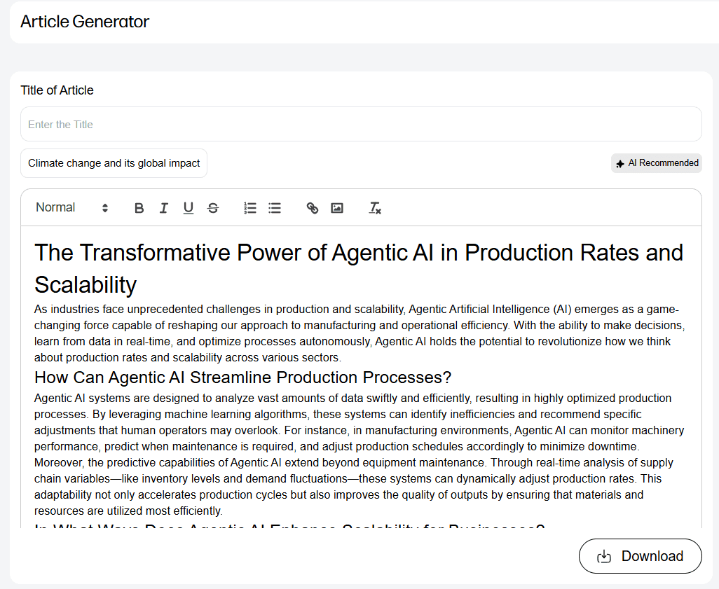 Article Generator Results